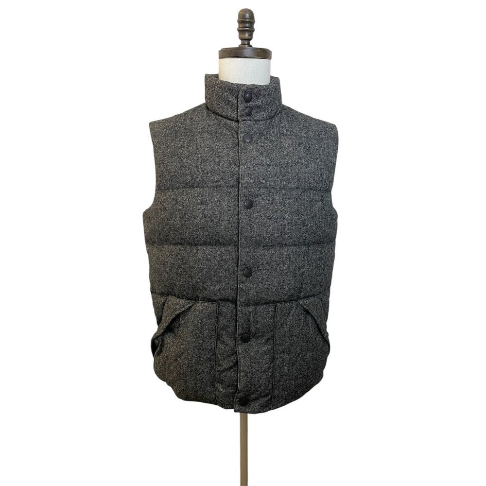 Lucky Brand Down Mens Medium Quilted Puffer Vest Herringbone Sycamore Casual - Picture 3 of 12